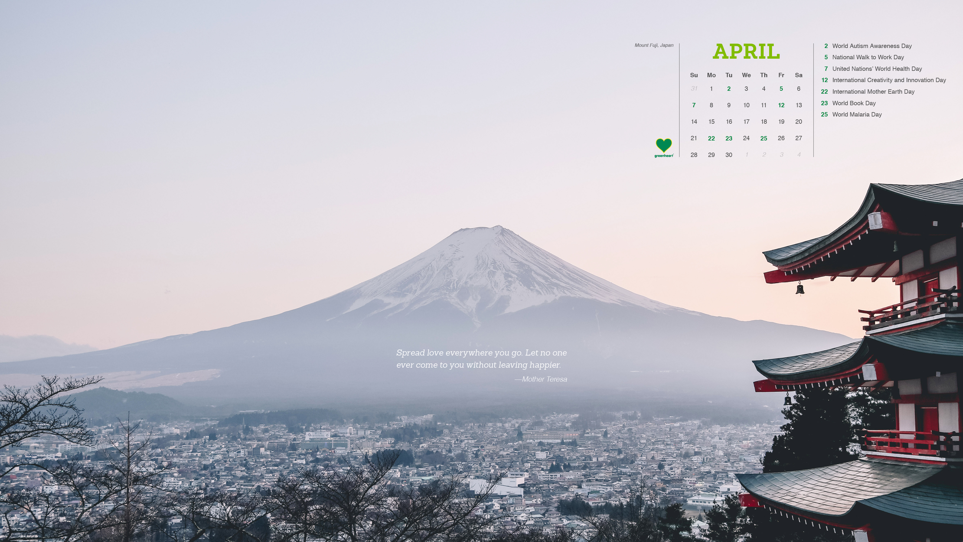 Greenheart Calendar – April 2019