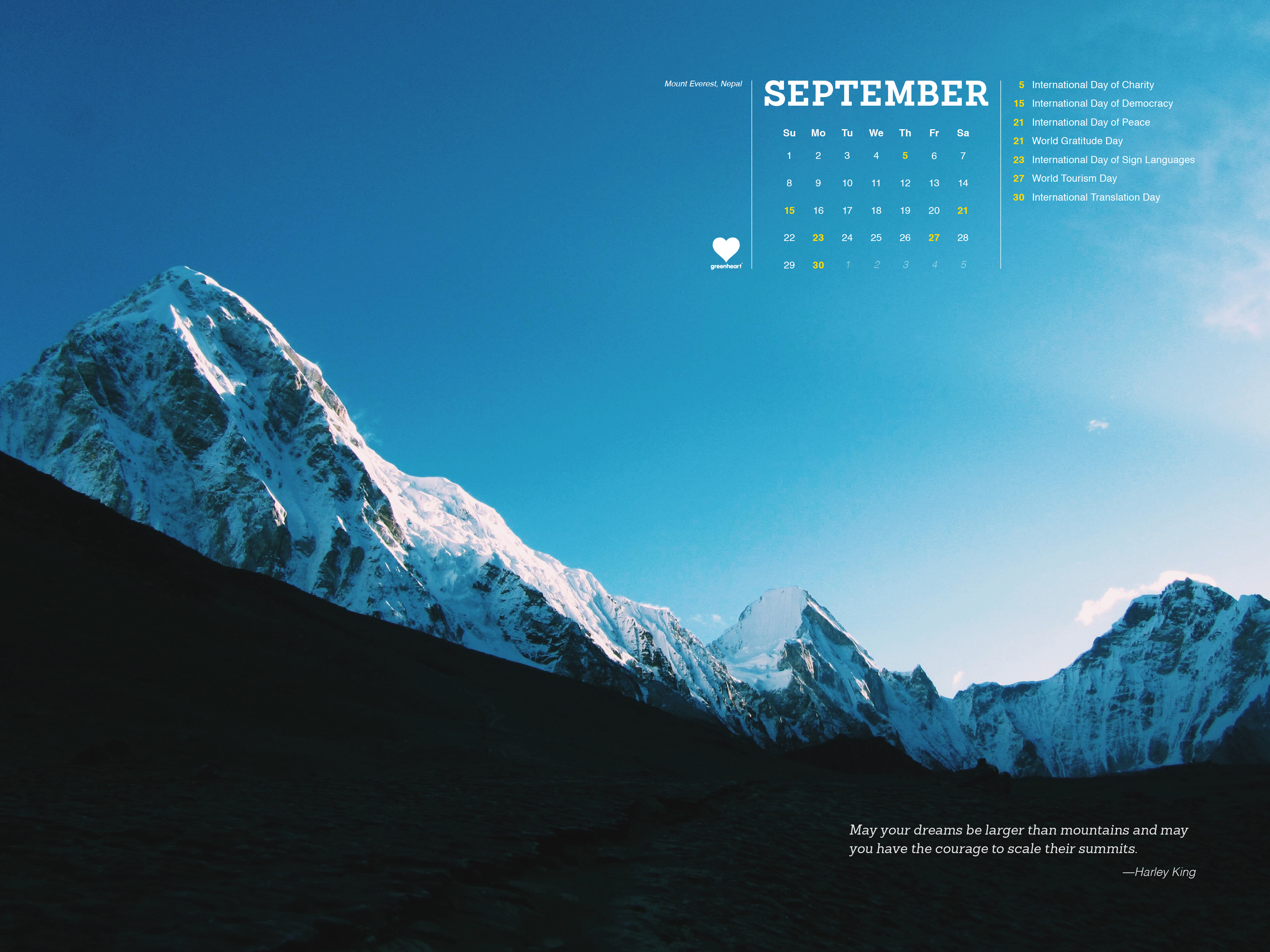 Falling into September – the Greenheart Global Calendar
